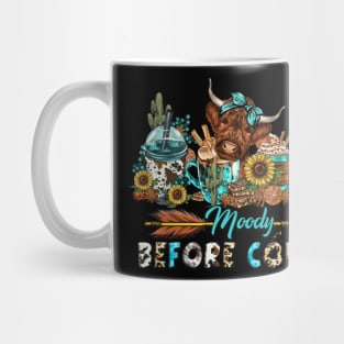 Funny Moody Before Coffee Quote Western Cow Cool Coffee Mug